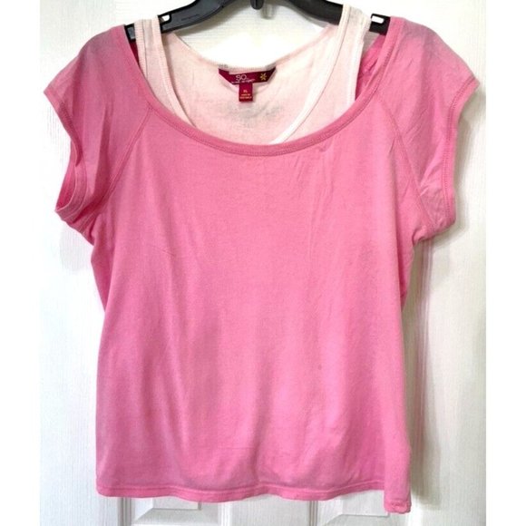 SO shirt size XL pink tank with darker pink shirt layered - Picture 1 of 5